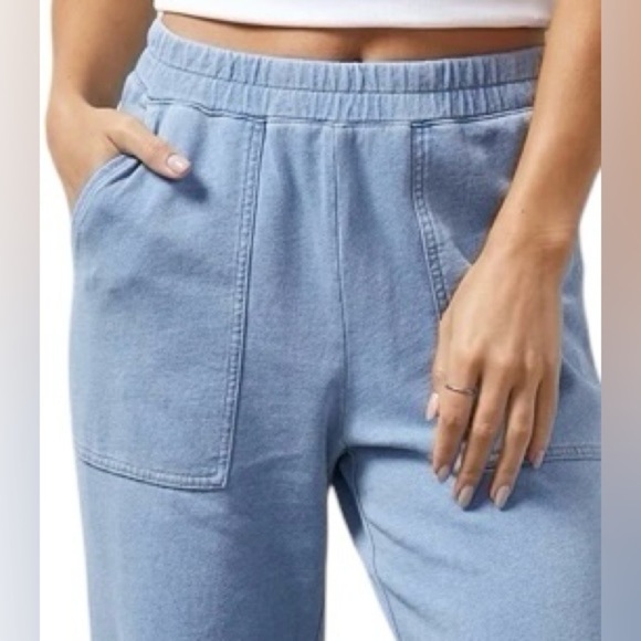 Monrow Indigo French Terry Light Blue Wide-Leg Pants 
Size M - Picture 3 of 8